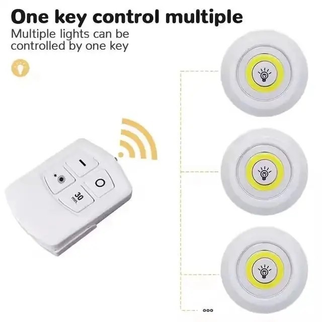 3PCS LED Puck Light Wireless Under Cabinet Lighting Kit Kitchen Counter Light US