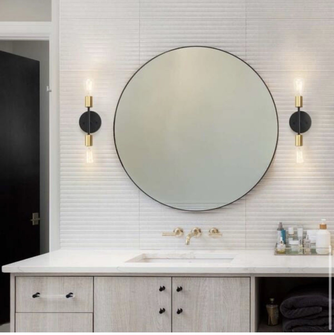 SET of 2 – Alexandria 10 in. 2-Light Matte Black Vanity Light with Brass Accent
