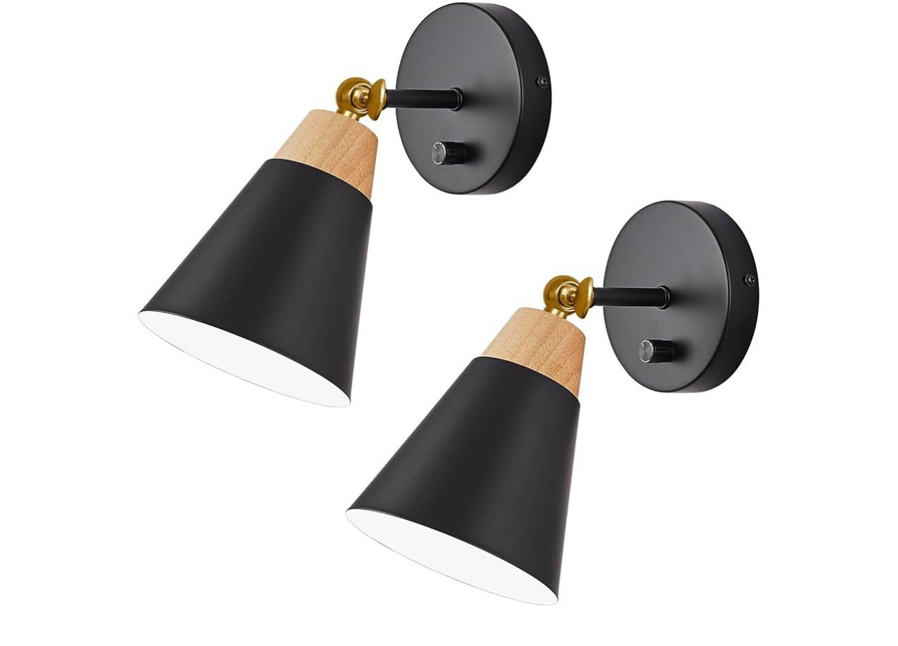 Wall Sconce Set of 2, Wall Sconce Lighting Fixture with Metal Shade, Rotary S…