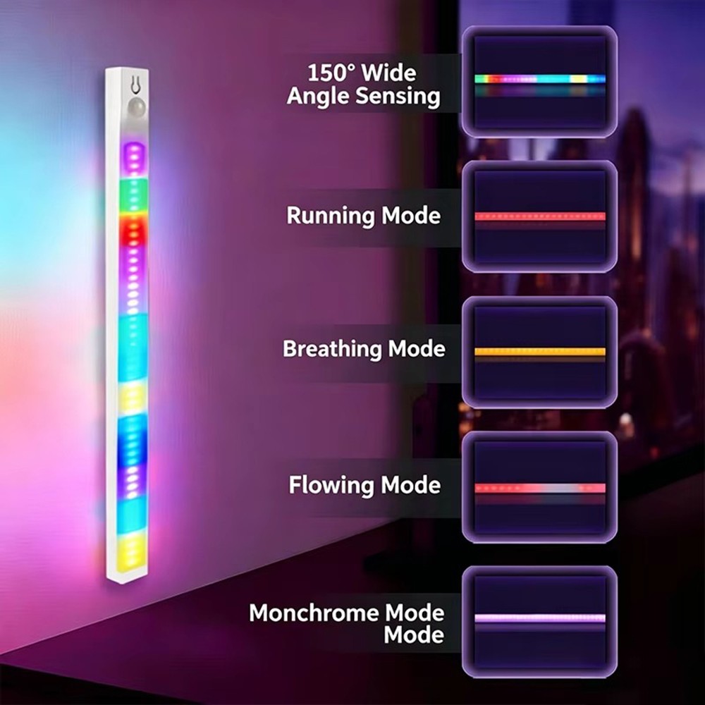 2Pack LED Motion Sensor Lighting Bar, Under Cabinet Light RGB Color Lamps 50CM
