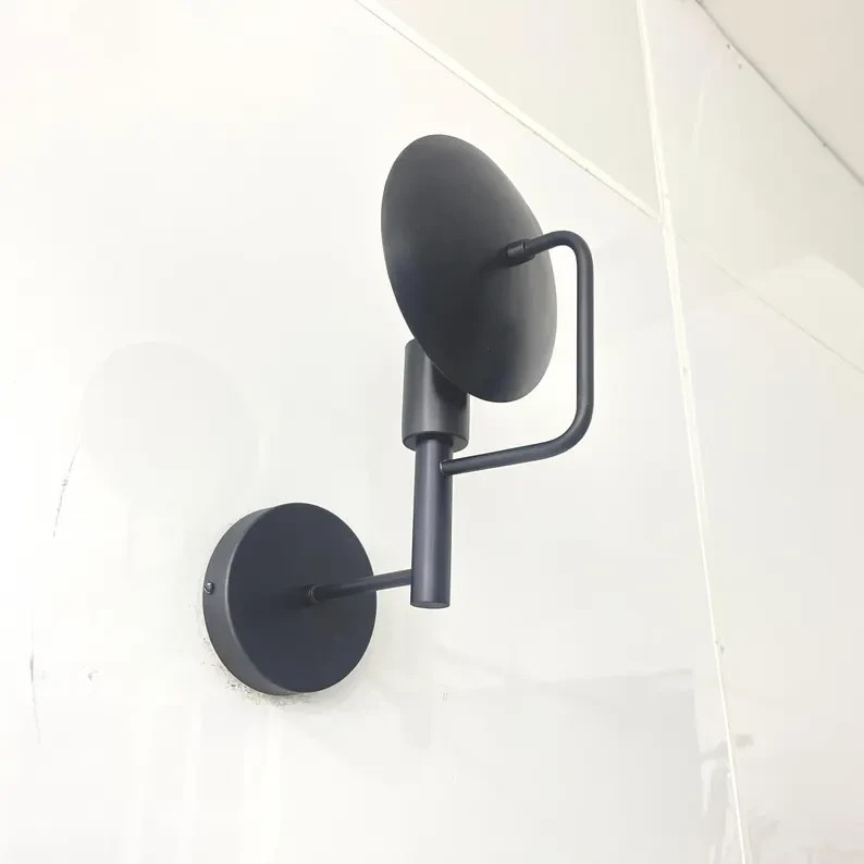 Contemporary Matte Black Wall Light – Round Contemporary Backlit Disc Fixture