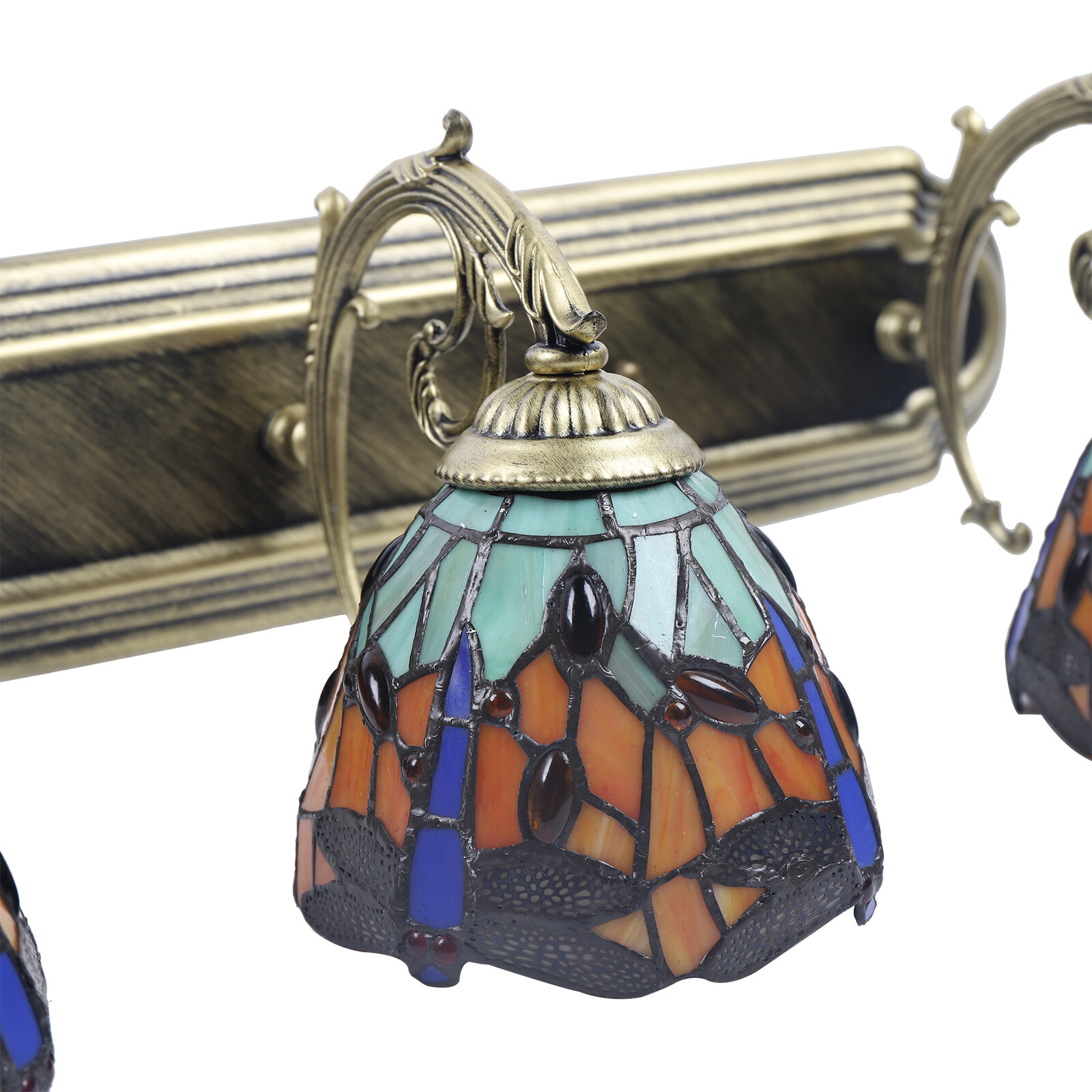 Wall Sconce Lamp Vanity Light Fixtures 3-Light Stained Glass Lampshade