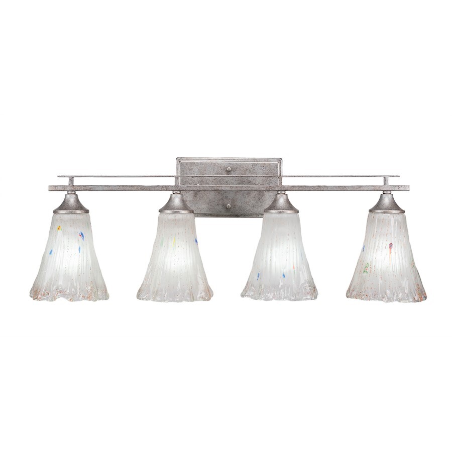 Toltec Uptowne 4 Light Bath, Silver, 5.5″ Fluted Frosted Crystal – 134-AS-721