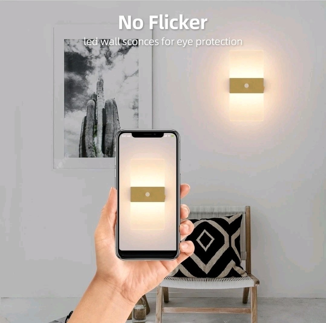 Battery Operated Wall Sconces, Gold Rechargeable Wall Lights with Motion Sensors
