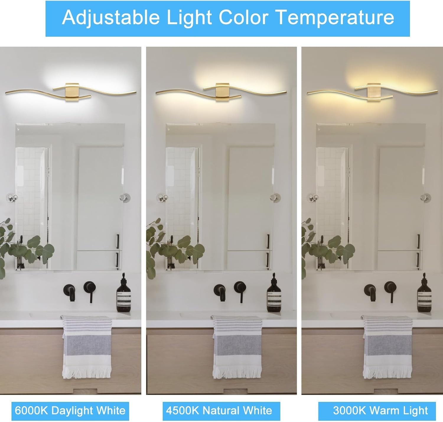 Wall Sconces – 2 Pack Gold, Plug-in, 14W LED, Modern Indoor Lighting with Cord