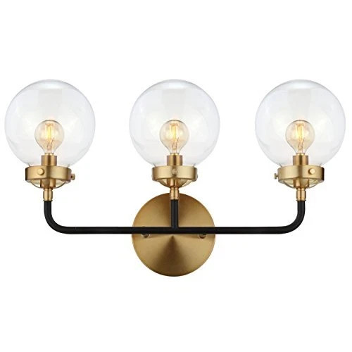 JONATHAN Y JYL9011A Caleb 3-Light 22″ Brass Wall Sconce Contemporary,Transiti…