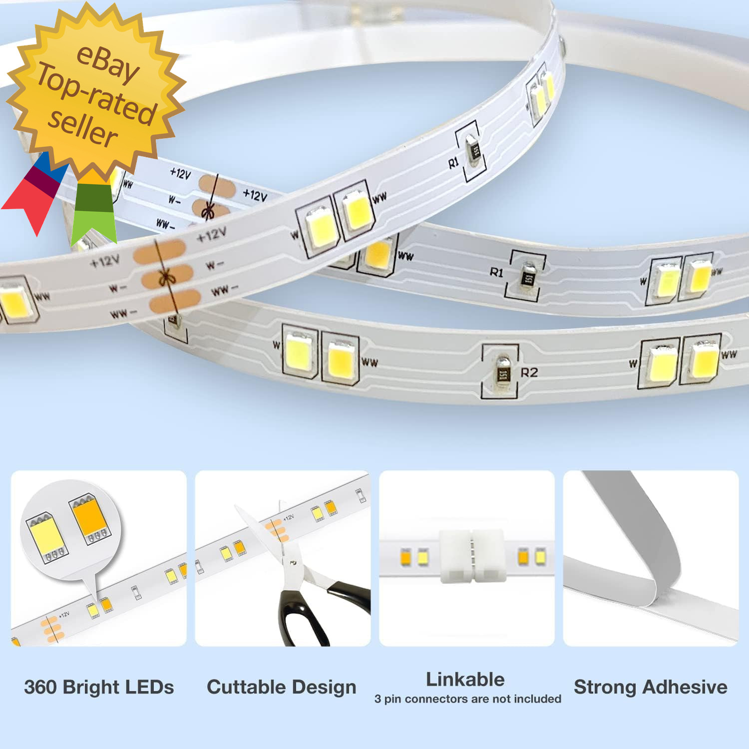 under Cabinet Lights, 6 PCS under Cabinet Lighting with Remote, Dimmable LED Str