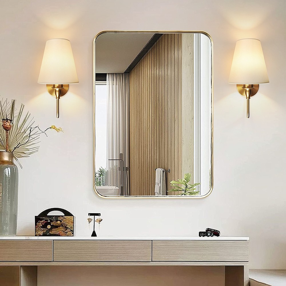 Battery Operated Wall Sconces Set of 2 Gold Wireless Lamps with Remote/Touch
