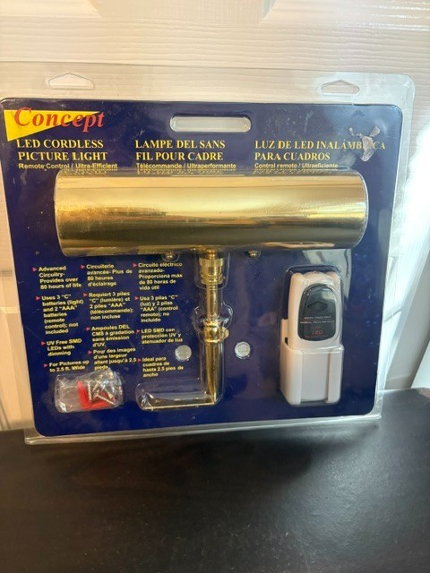 Concept LED Cordless Picture Light with Remote Control 201L Polished Brass NOS