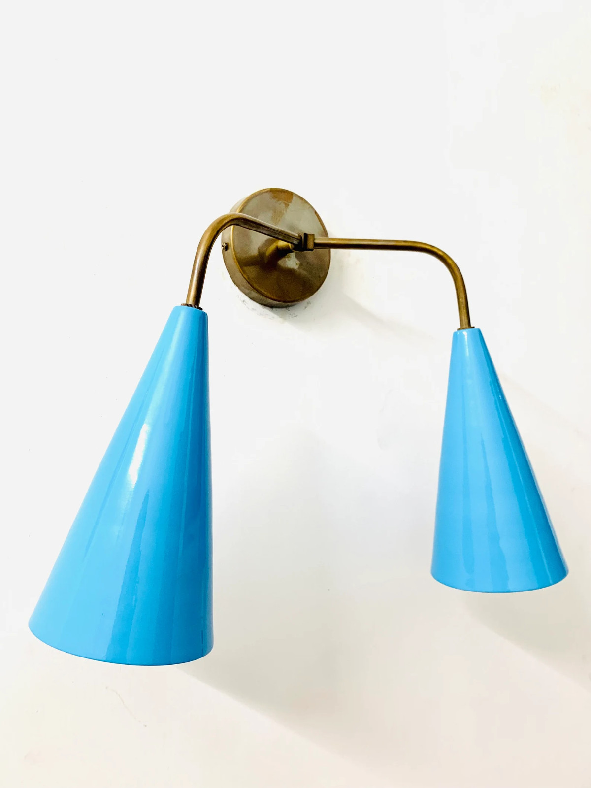 Mid Century Italian Brass Wall Scone – Dual Shade Luxury Lightings For Bedroom