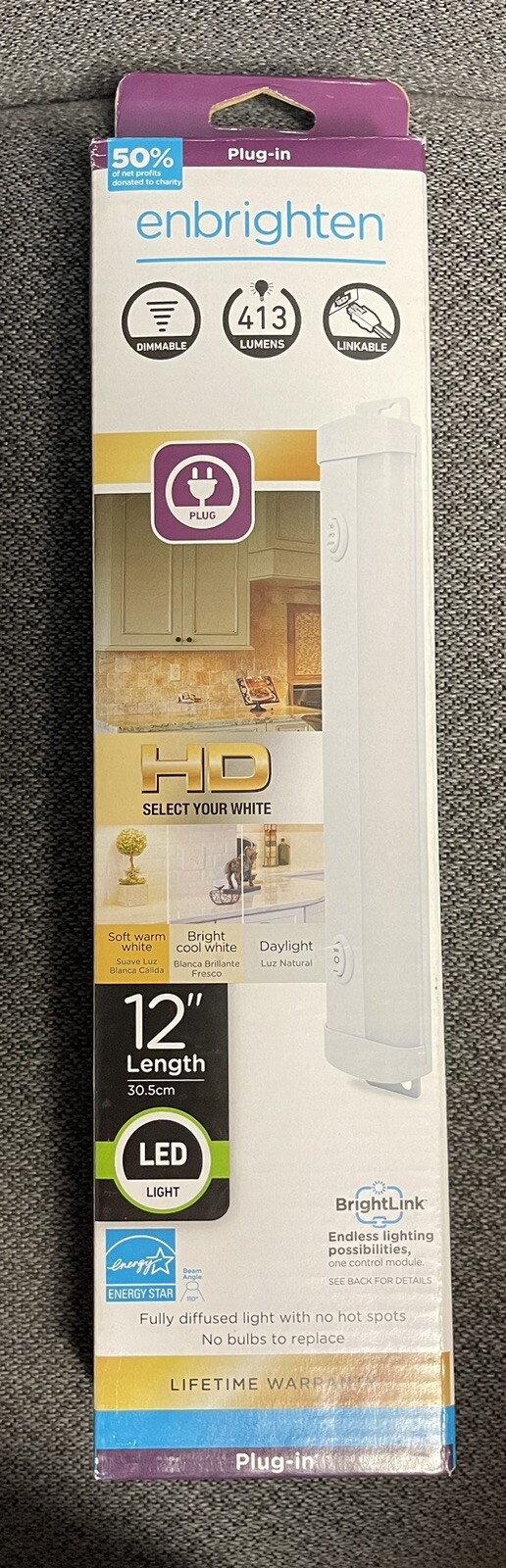 Enbrighten 12″ LED 3 Settings 413 Lumens Dimmable Linkable 38938 Plug/Hardwire✅