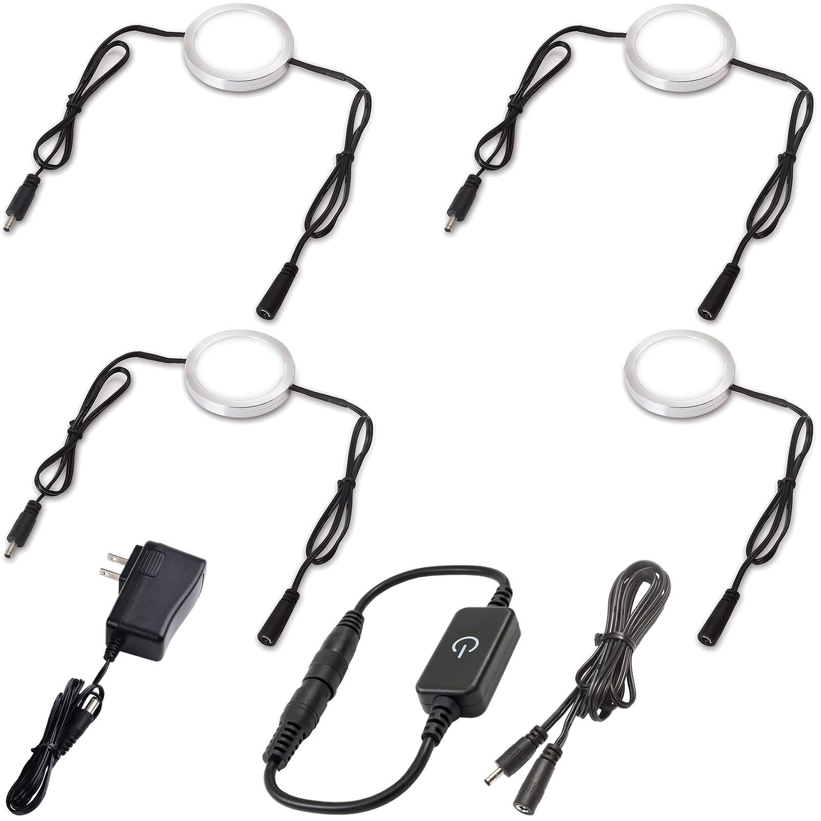Under Cabinet Lighting, Touch Dimmable LED Puck Lights Kit with 120V to 12V D…