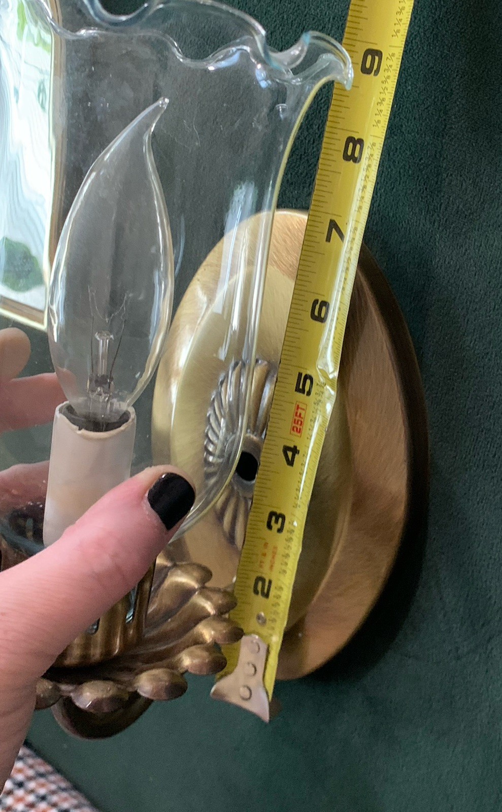 Vintage Lavery & Co Brushed Brass Wall Sconce W Glass Hurricane,9”H, Wired Works
