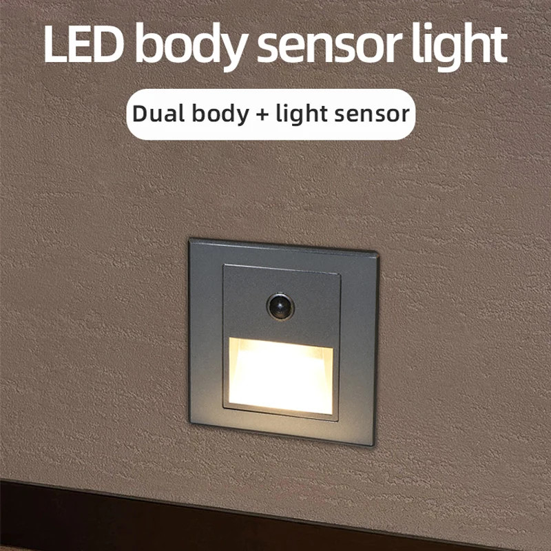 Infrared Motion Sensor Stair Lights Indoor Outdoor Stair Step Wall Lamp 3W Reces