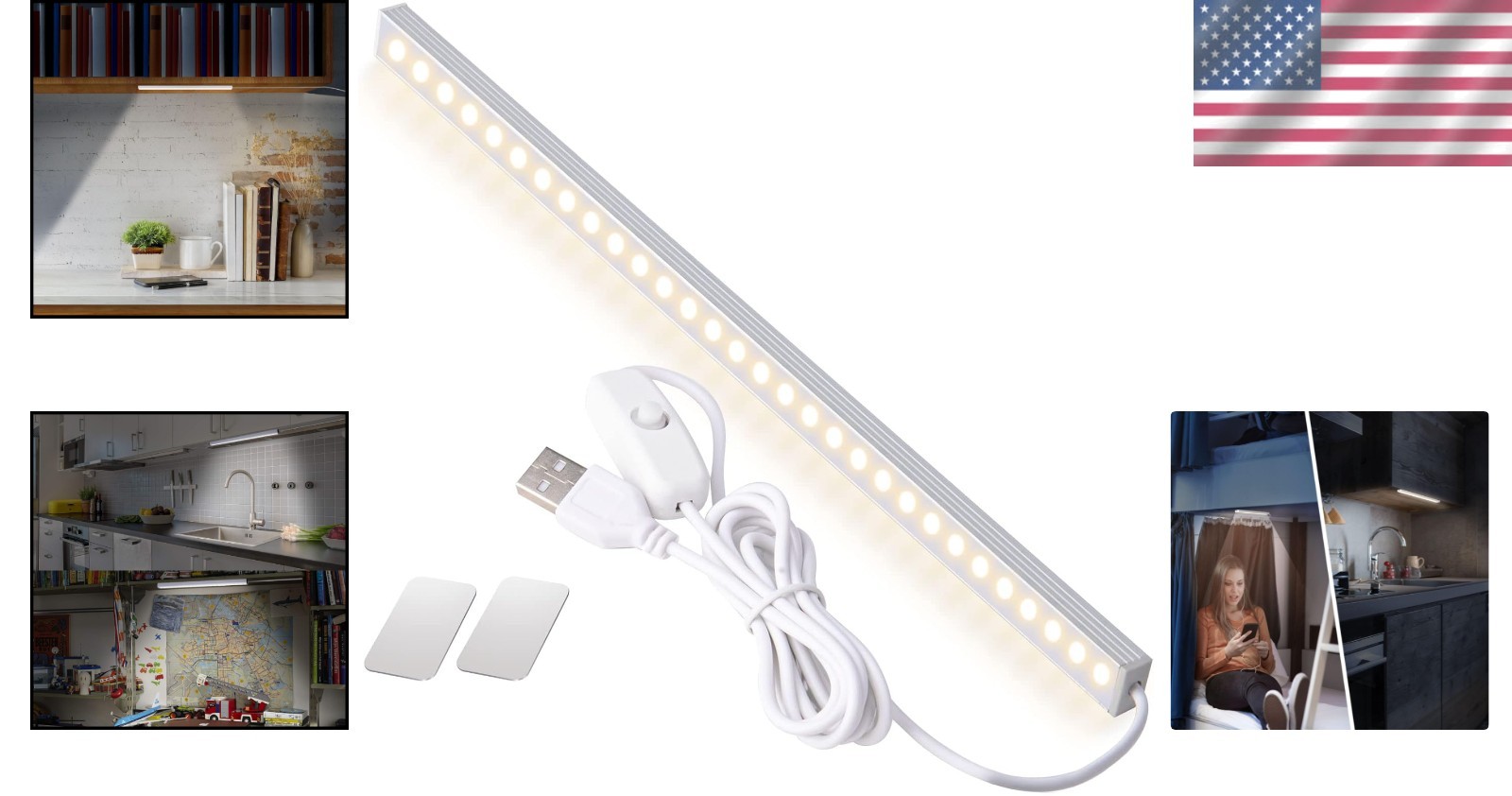 Bright 1000 Lumen Under Counter Light Bar – USB Powered for Home & Student Use