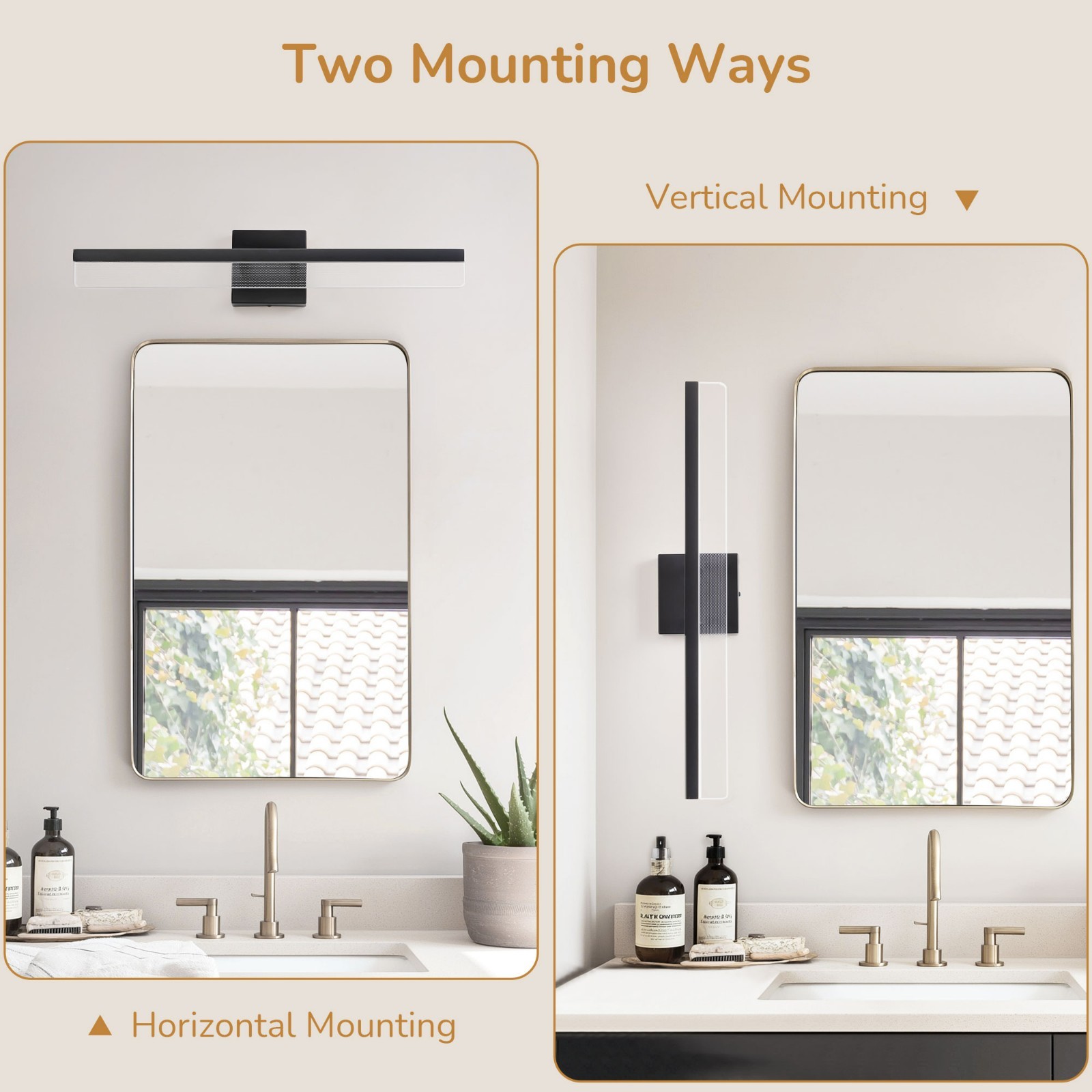 EDISHINE 24in Recessed Style Sconce in Satin Black, Dimmable, Adjustable