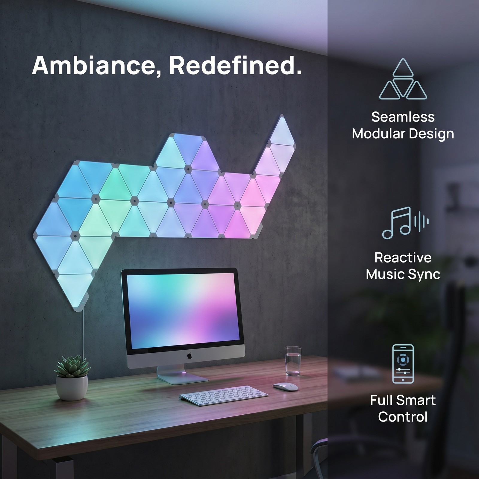 20 Pack Triangle LED RGB Light Panels Wall Decor Modular Music Sync App & Remote