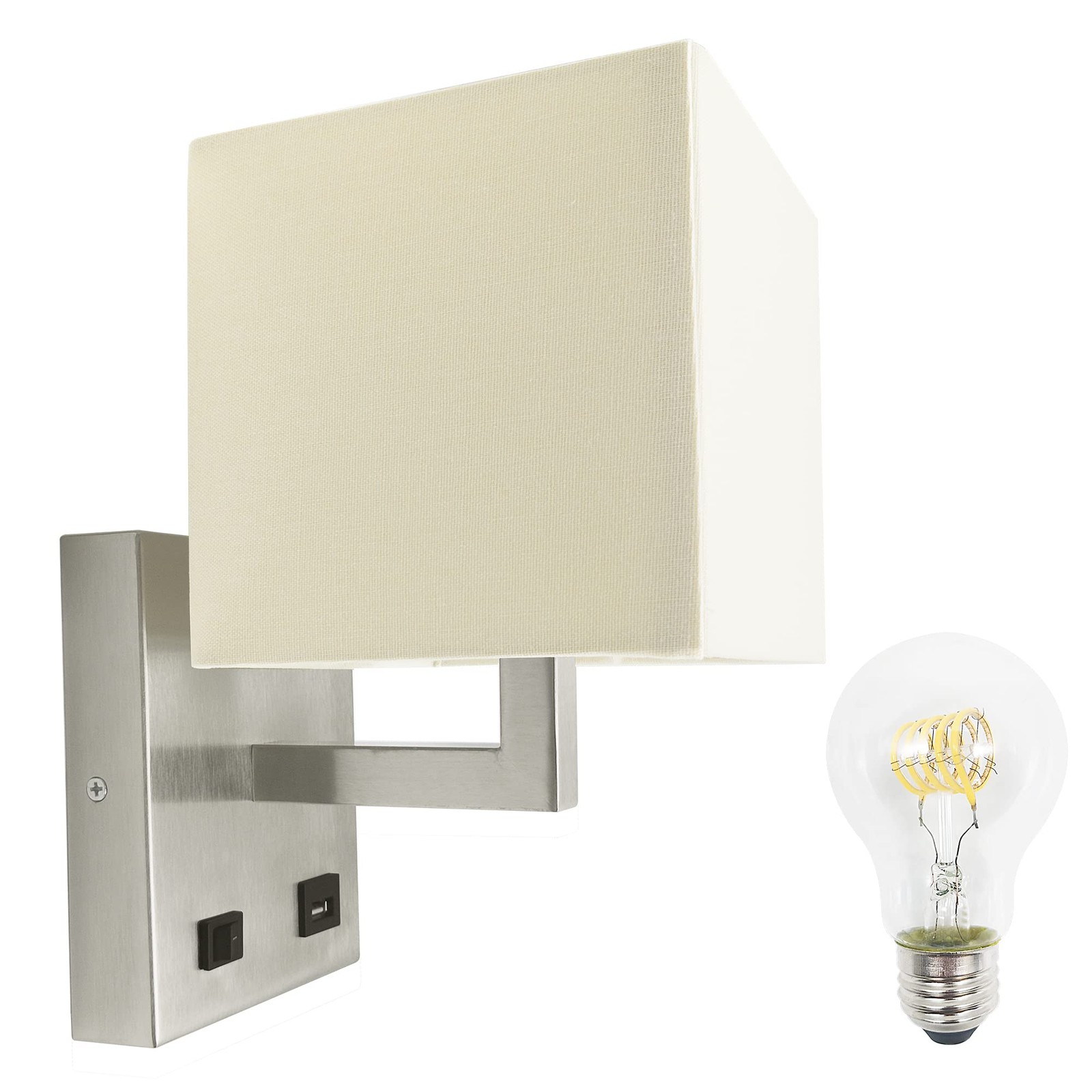 12V LED RV Wall Sconce with Switch and USB Charger Socket(5V 2.4A), Decor Bed…