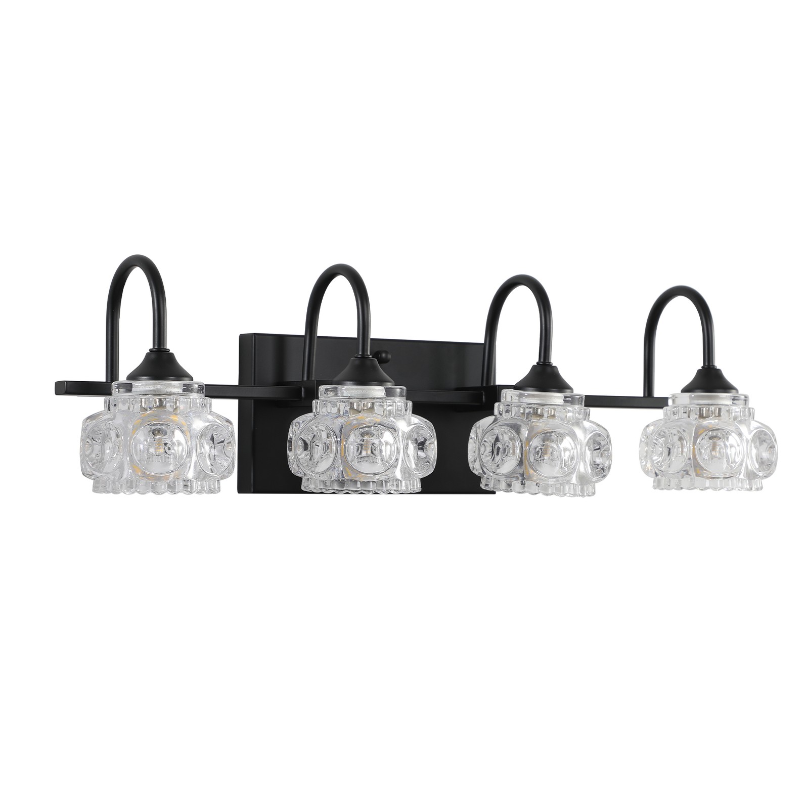 23″ Vanity Light 4 Lights Modern Bathroom Mirror Crystal Wall Lamp Fixture Black