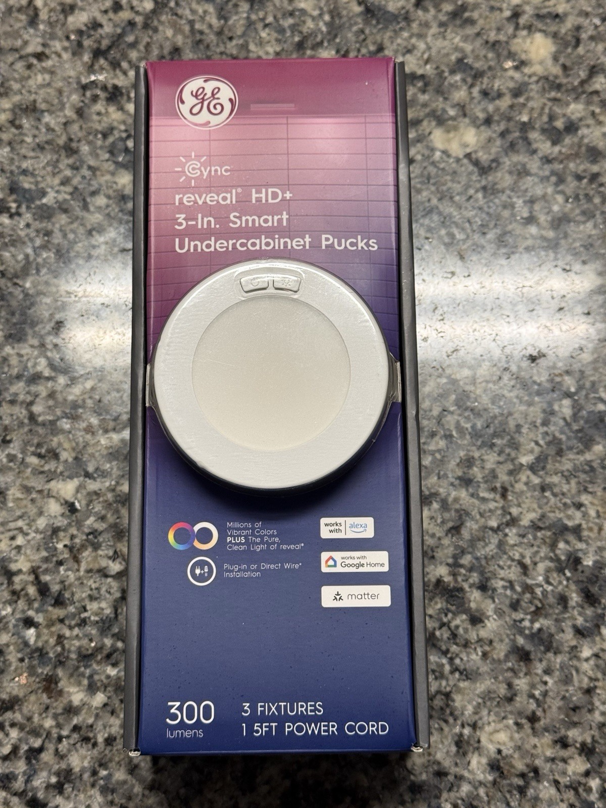 GE Cync Reveal HD+ Smart LED Under Cabinet Puck Lights 3 Pack 93131317 Matter
