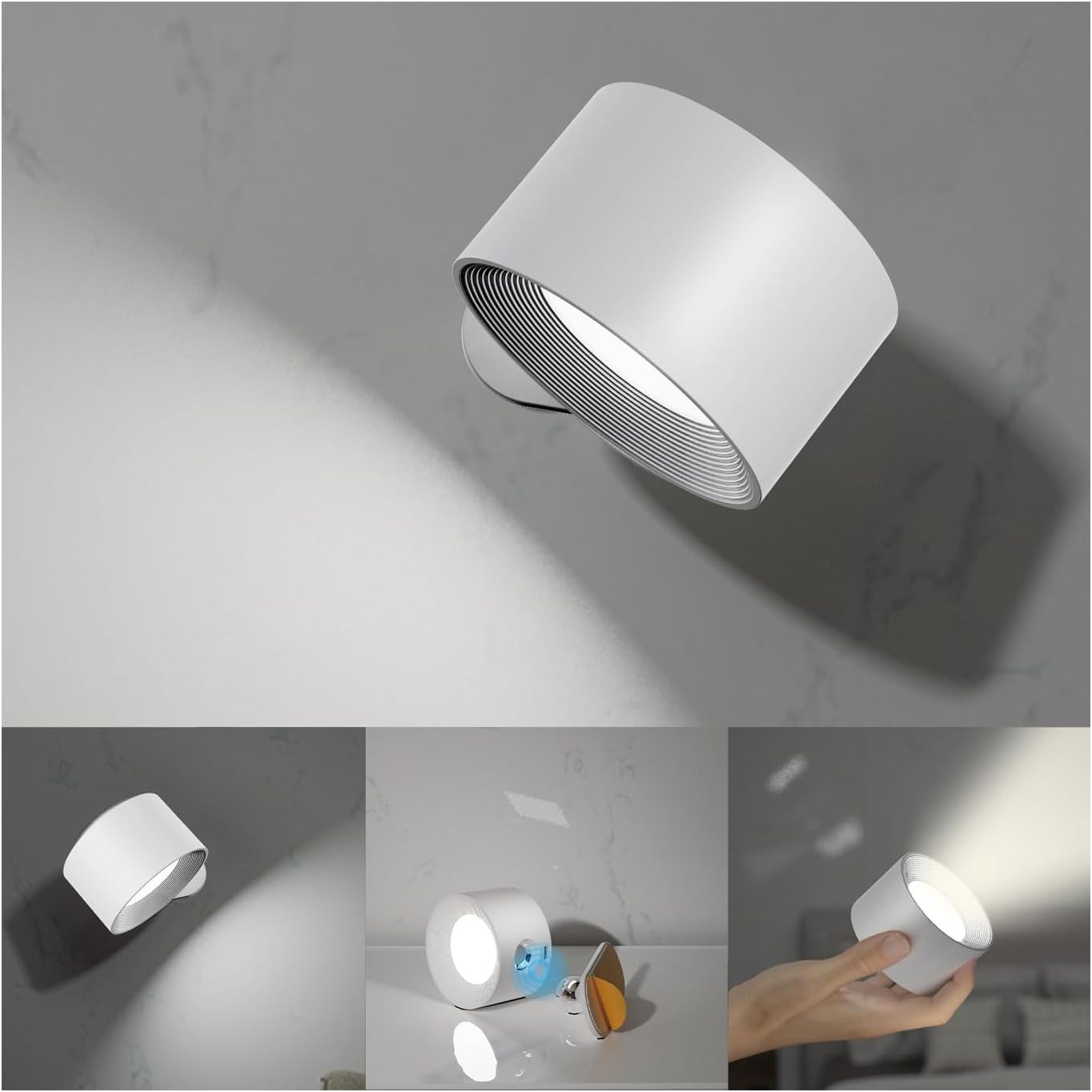 Versatile LED Wall Sconce: 3 Brightness Levels & Magnetic Design for Any Room
