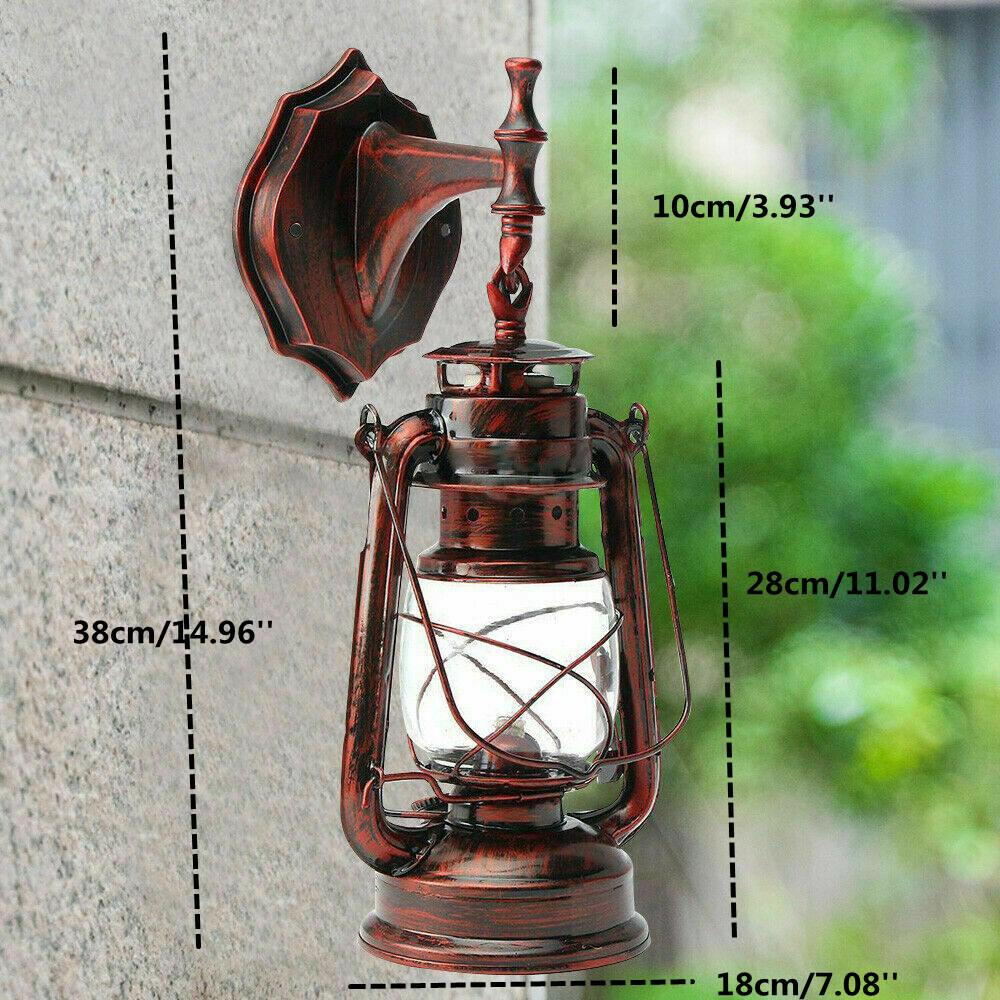 Vintage Antique Rustic Lamp Lantern Retro Wall Sconce Light Electric E27 Outdoor