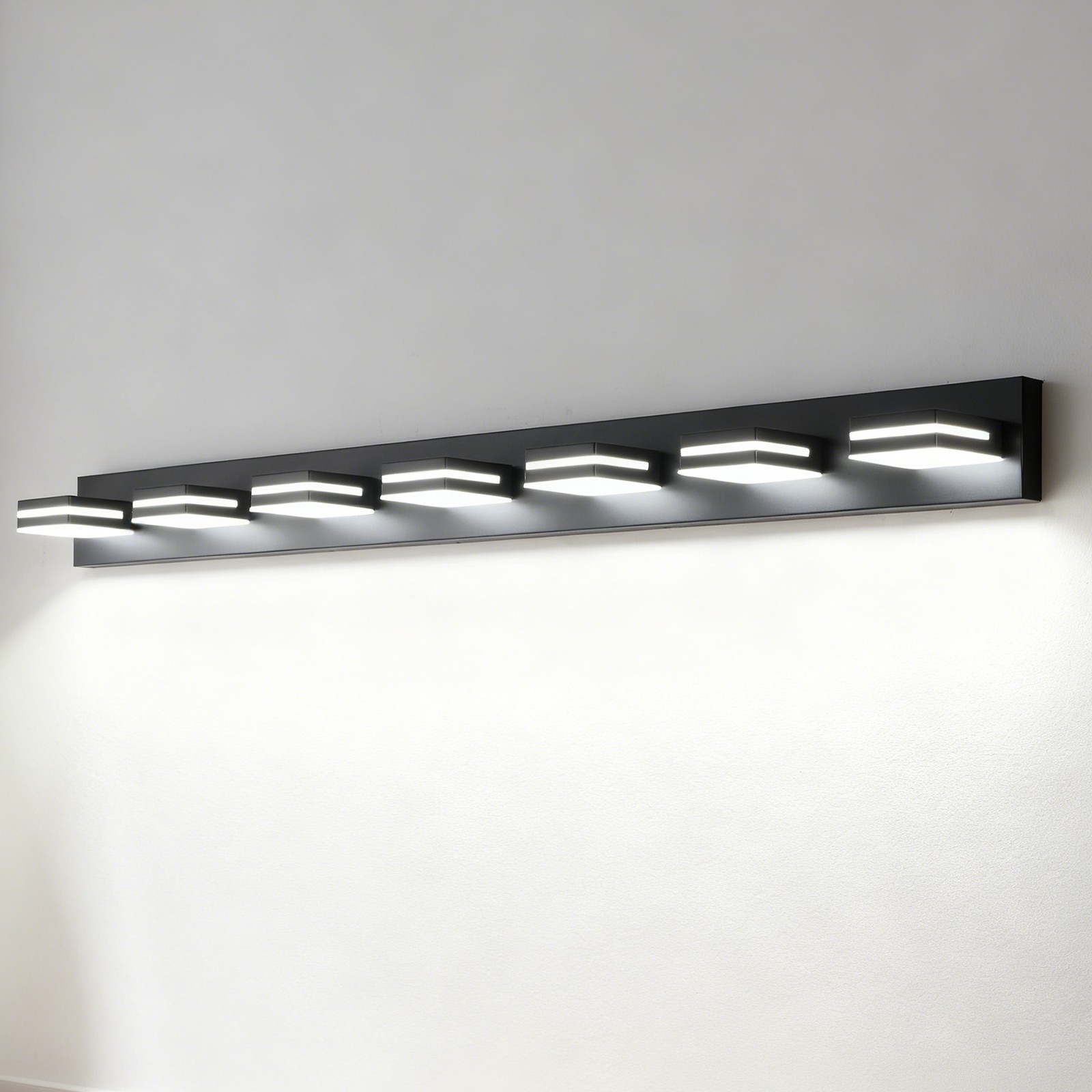 LED 55» Vanity 7 Light Modern Matte Black for Bathroom Mirror Wall Lamp Fixture