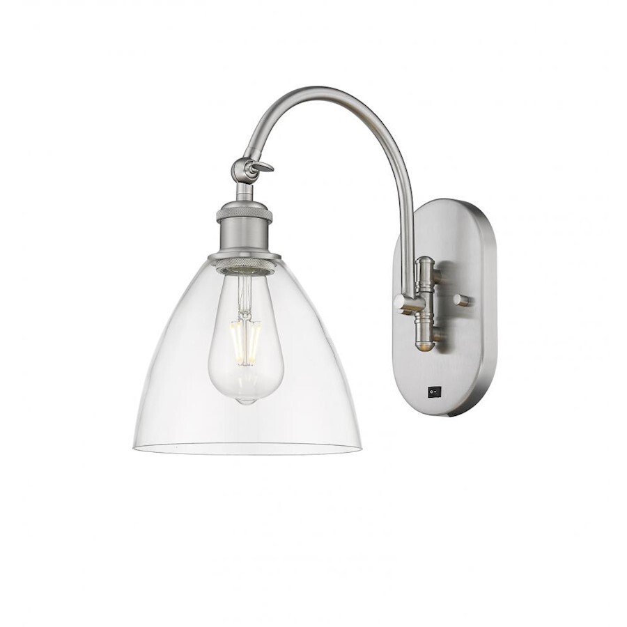 Innovations Ball Brist 7.5″ 1-L LED Sconce, SN/CL – 518-1W-SN-GBD-752-LED