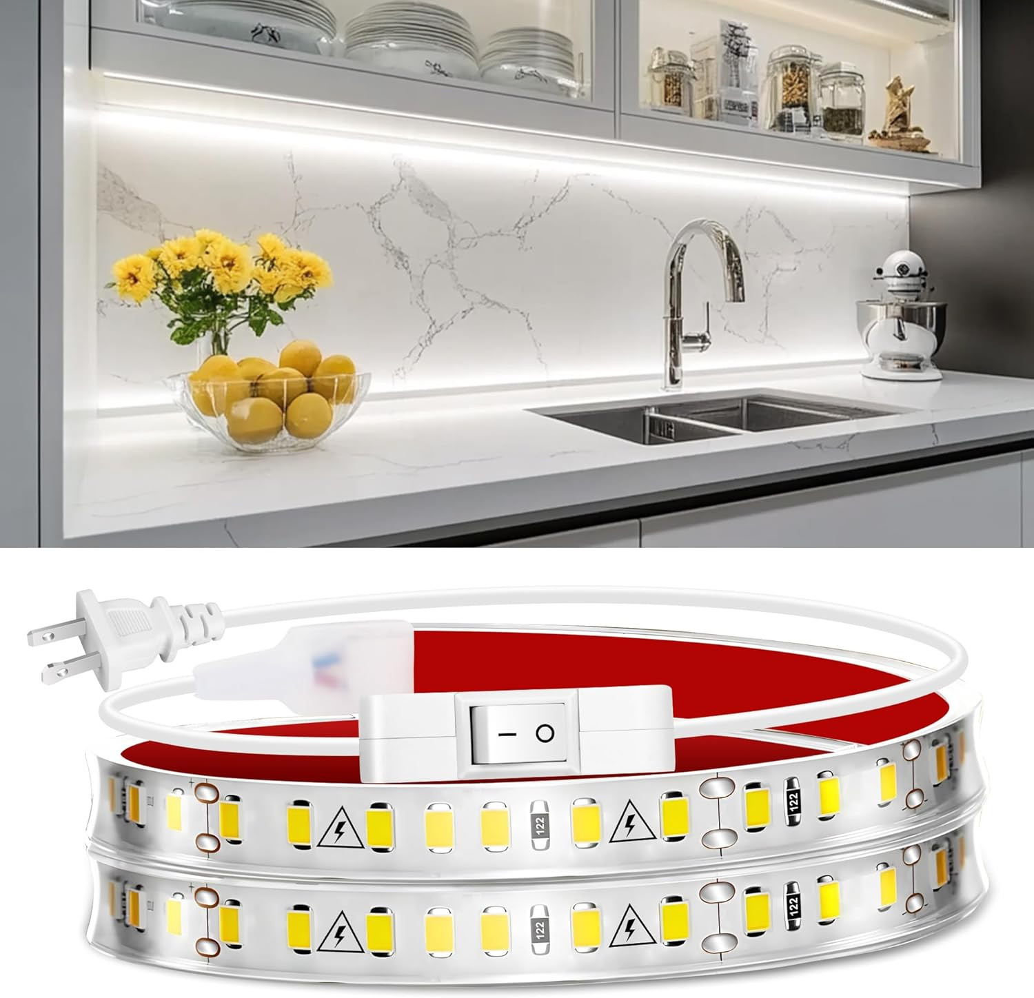 Maylit 24 Inch Plug-In under Cabinet LED Light | Ultra-Bright 6000K Cool White L
