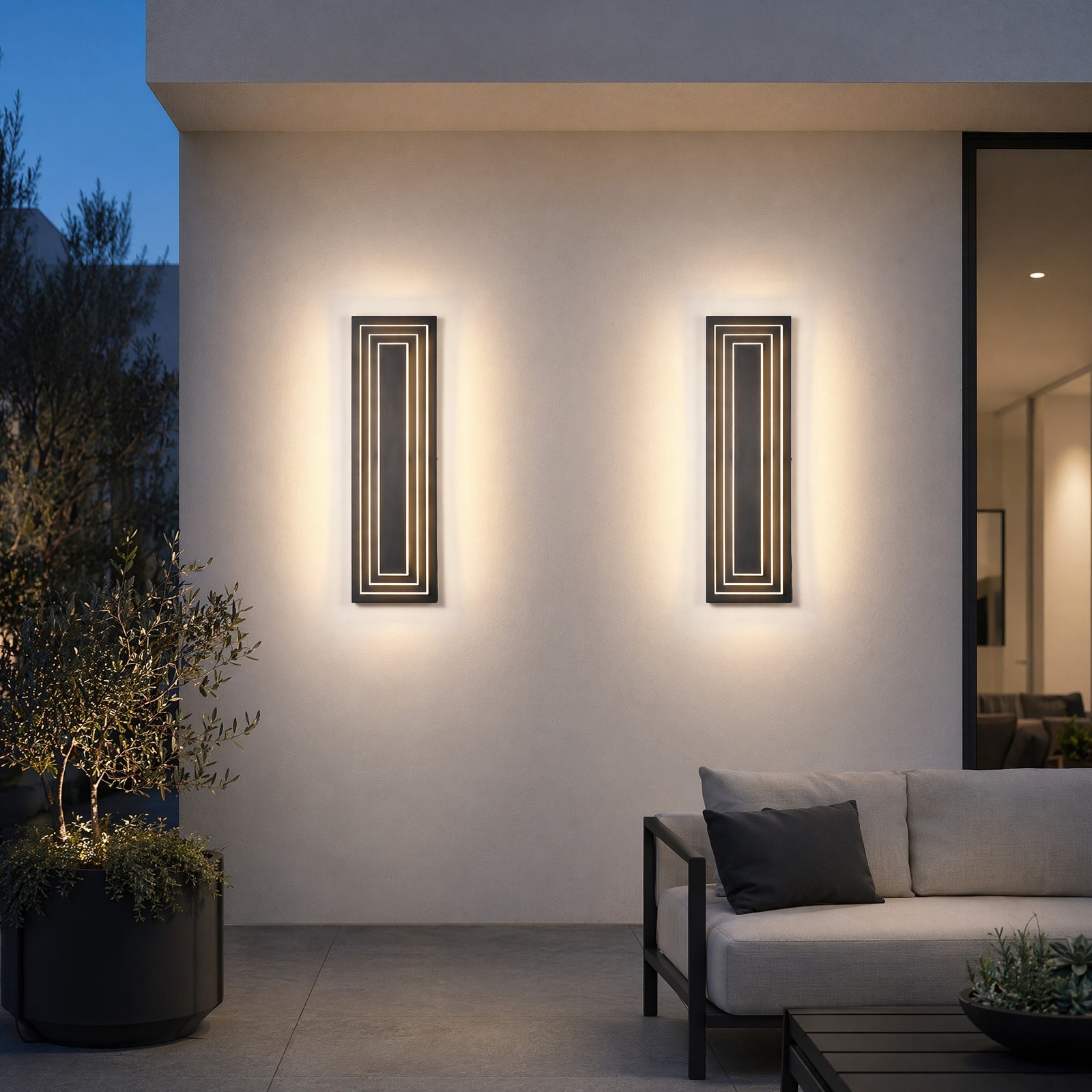 2 Pack 24″ Modern Outdoor LED Wall Light Exterior Sconce Porch 3-Tier Fixture
