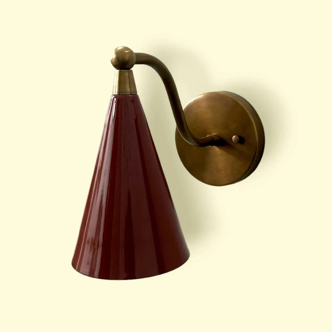 Wall Sconce Mid Century Contemporary Handcraft Raw Brass Lighting Fixture