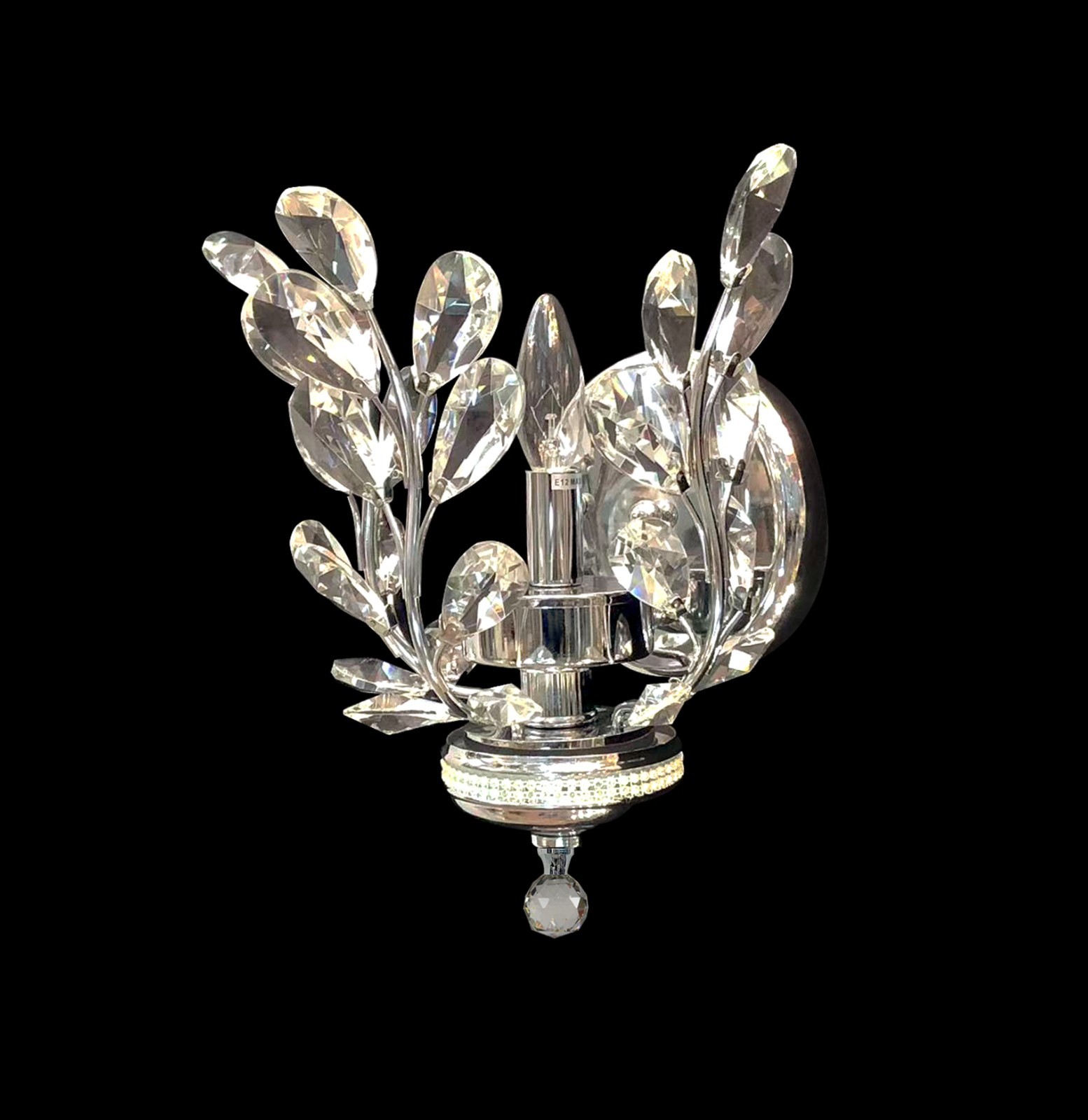 1-Light Elegant Crystal Wall Sconce Lighting Fixture，W:11″xH:13″xE:9″
