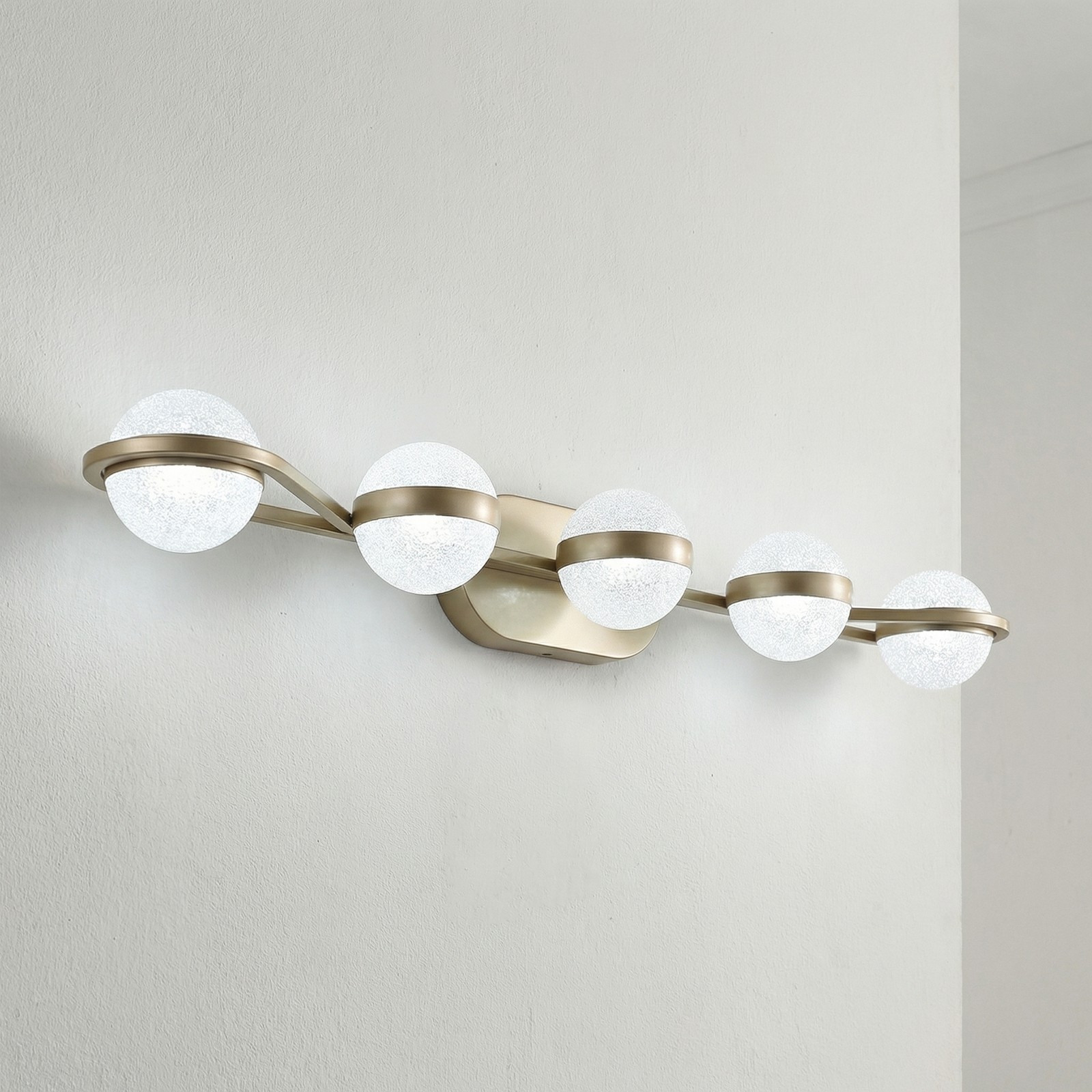 35» Vanity Light 5 Lights Acrylic Shade for Bathroom Mirror Wall Gold Fixture