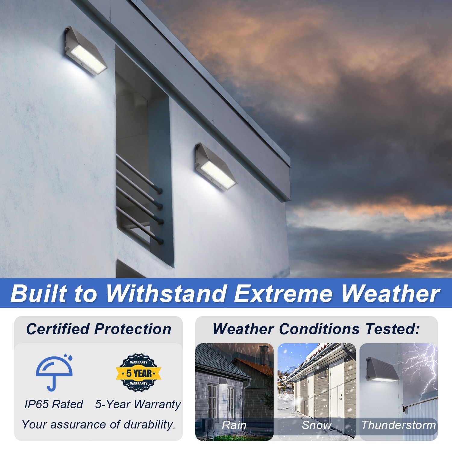 LED Wall Pack Light with Photocell, 60W/90W/100W/120W 3CCT, Full Cut-off, IP65