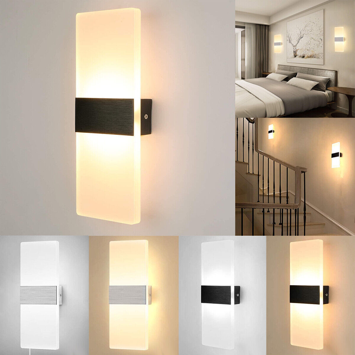 Modern LED Wall Light Up Down Lamp Sconce Spot Hallway Lighting Bedroom Fixture