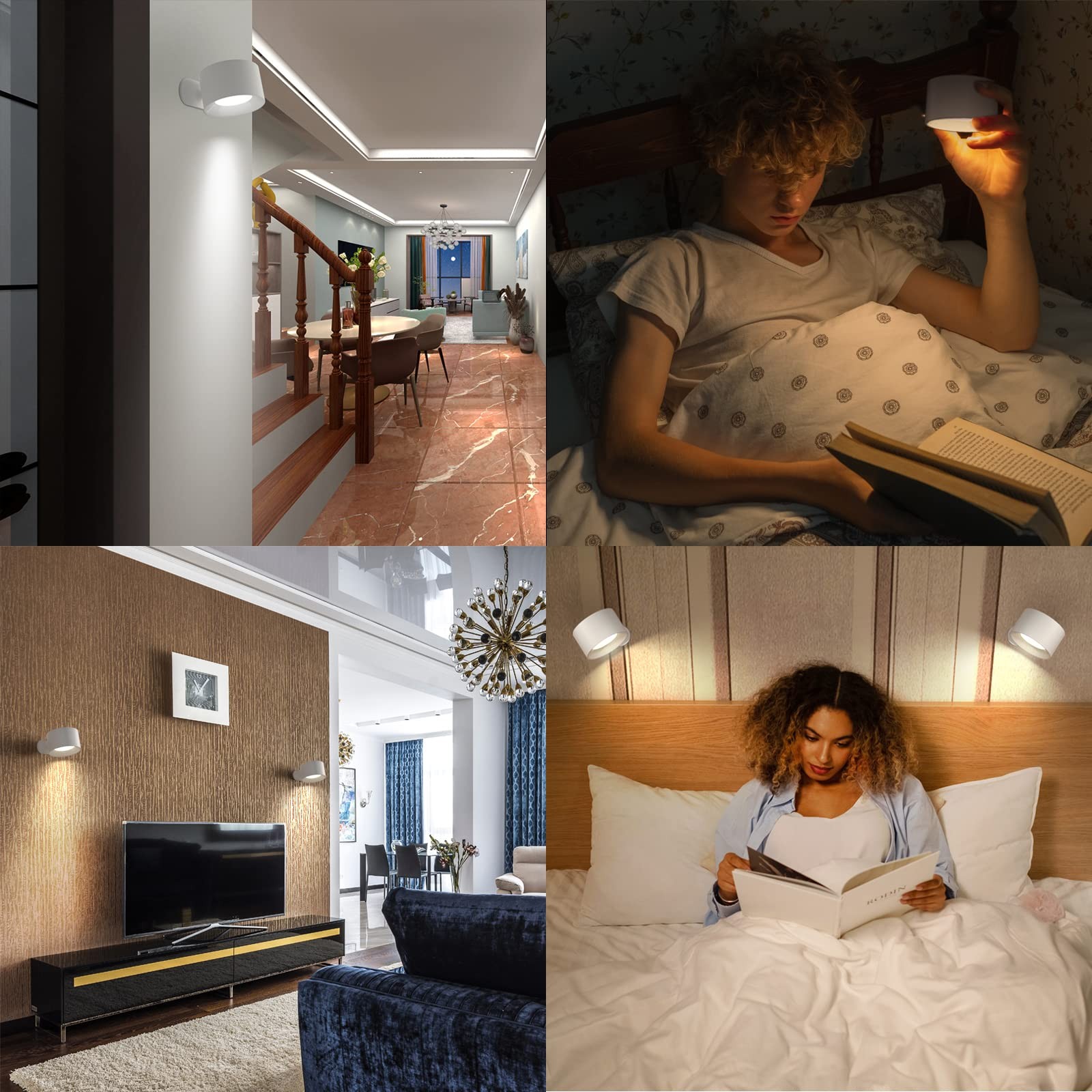 Koopala LED Wall Sconces, Mounted Lamps with Rechargeable White-A