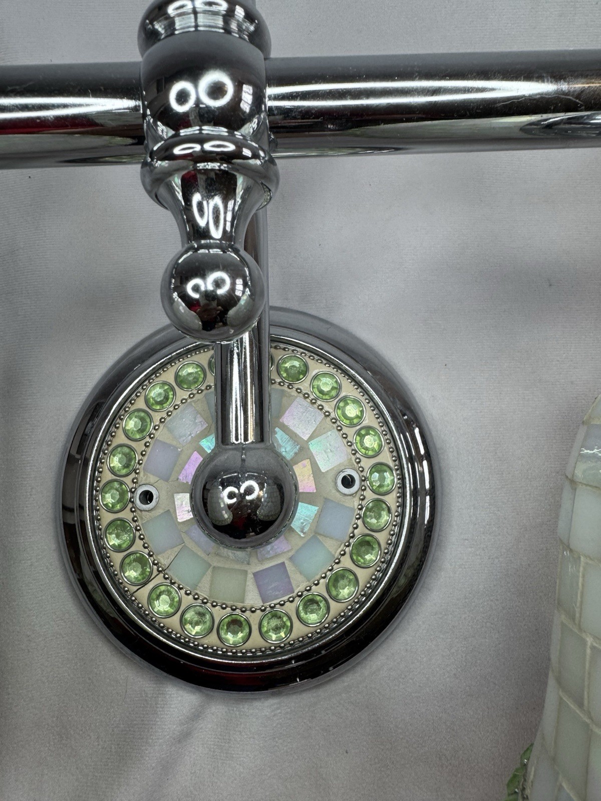 Chrome Mosaic Wall Sconce 2-Light Bell Shaped Multicolor Bathroom Vanity Light