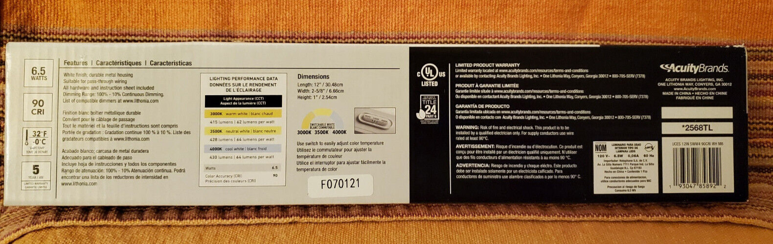 12″ Juno LED Lighting Strip Undercabinet 3 Settings Surface Mount UCES NIB