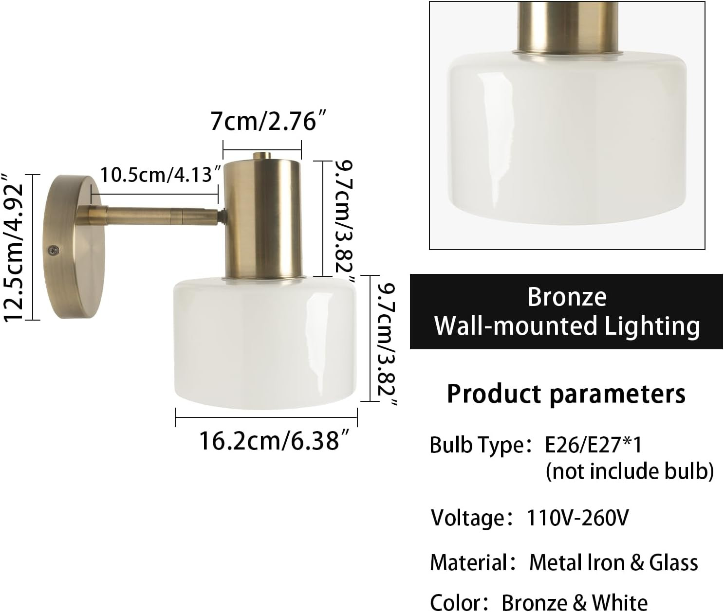 Antique Brass Swivel Wall Sconce with Matte Glass Shade for Warm Indoor Light