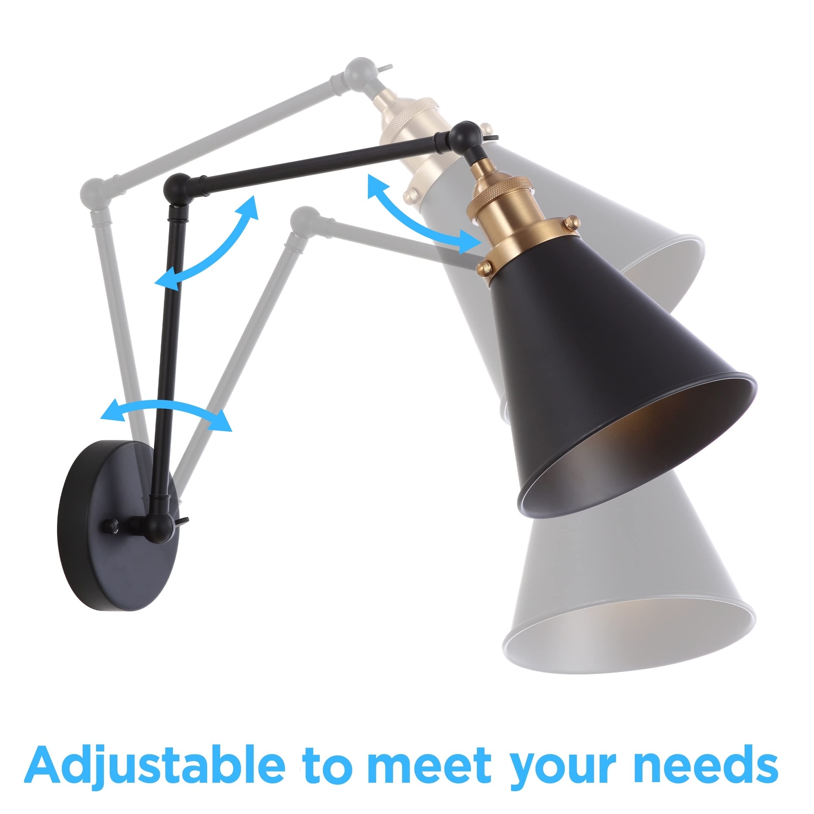 JONATHAN Y JYL7462A-SET2 Rover 7″ Farmhouse Industrial Adjustable Arm Metal LED