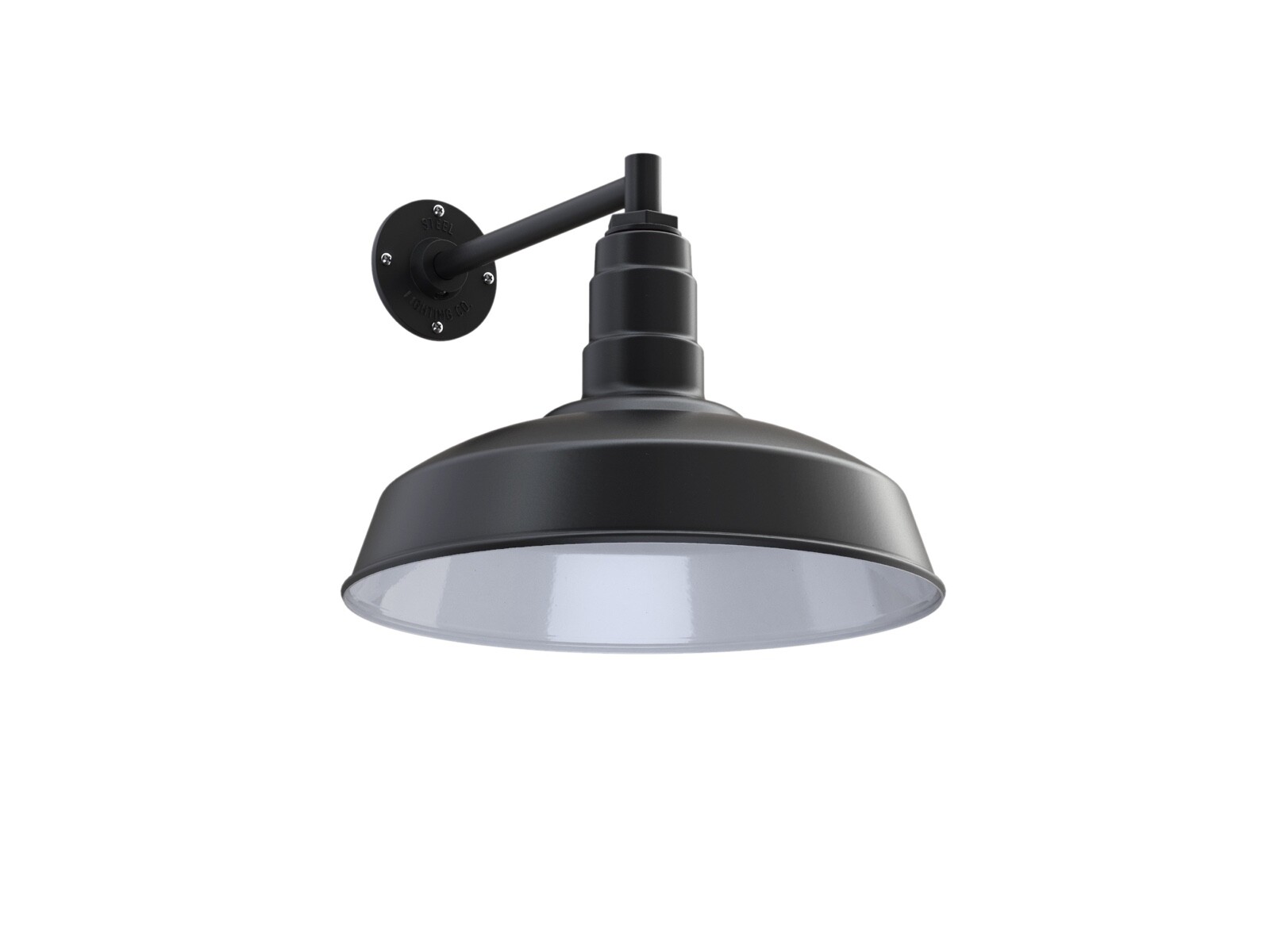 Matte Black Industrial Straight Arm Barn Light Wall Fixture – Made in America