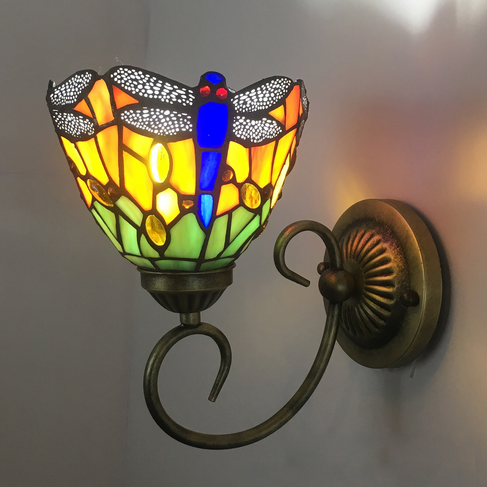 Sconce Vintage Baroque Wall Lamp Antique Stained Glass Wall Sconce 60W