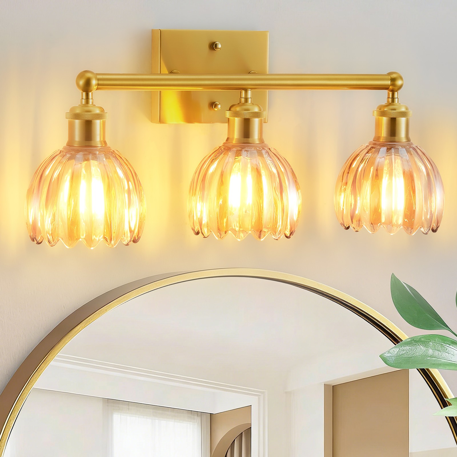 3-Light Bathroom Vanity Light, Damp Rated Wall Sconce for Bedroom, 110V-220V