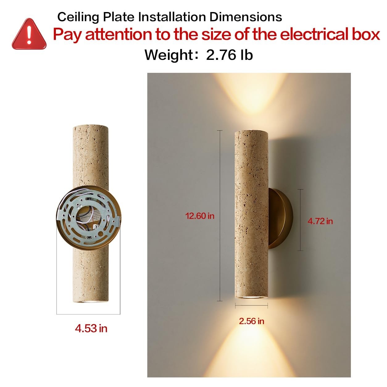 Natural Yellow Cave Stone Wall Sconce – 12.6″ Up/Down Indoor Light Fixture, Alab