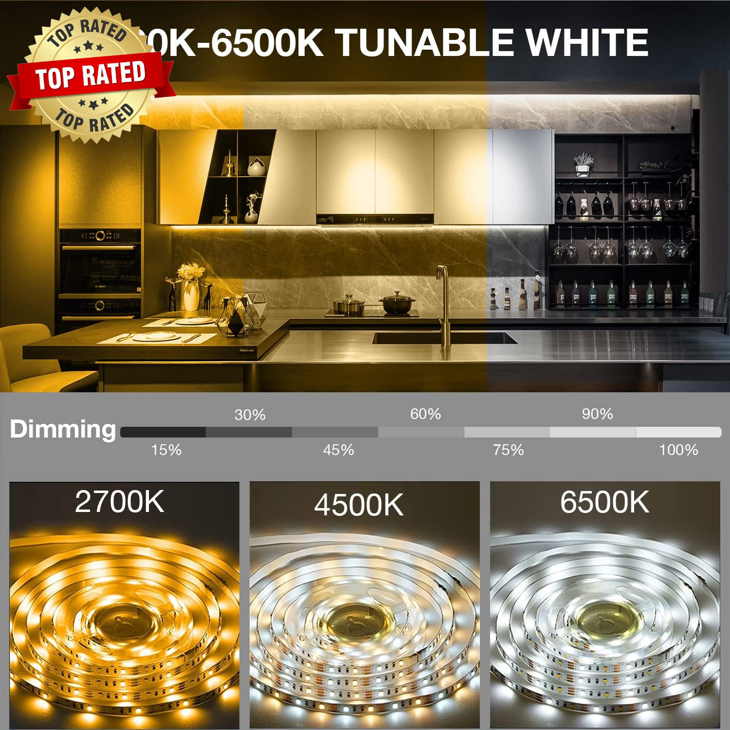 under Cabinet Lights, 6 PCS under Cabinet Lighting with Remote, Dimmable LED Str
