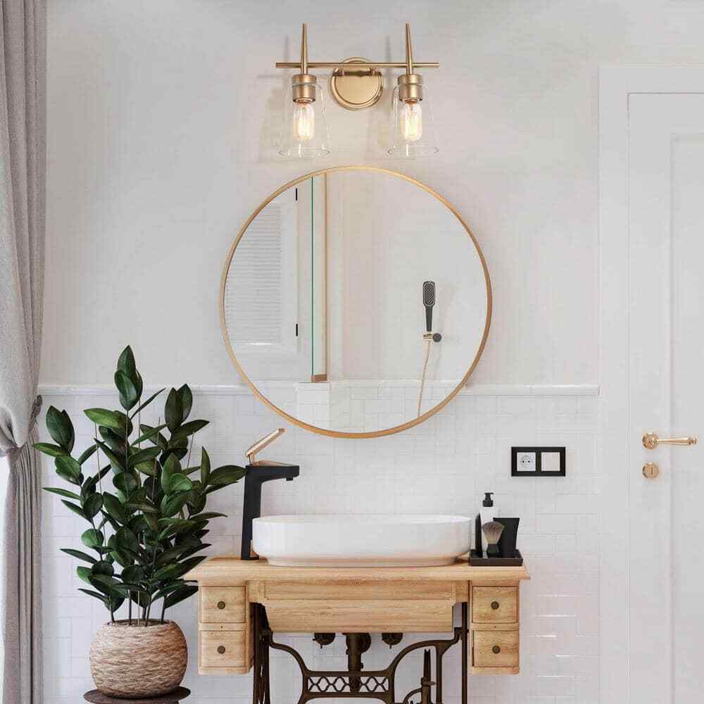 Uolfin Gold Bell Bathroom Vanity Light 2-Light Modern Powder Room Vanity Light