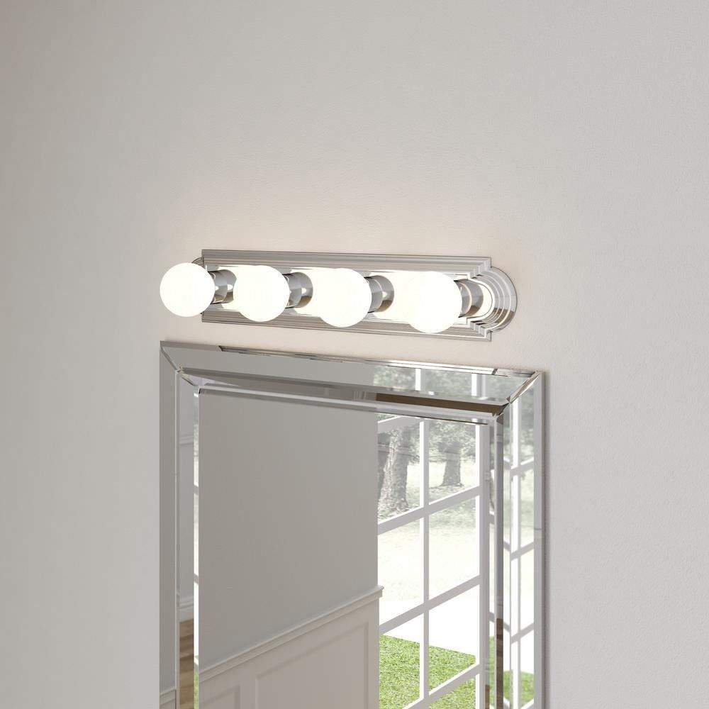 Hardwired Chrome Raceway Bath 4-Light Bar Wall Mount Vanity Fixture 24″X4.7″ NEW