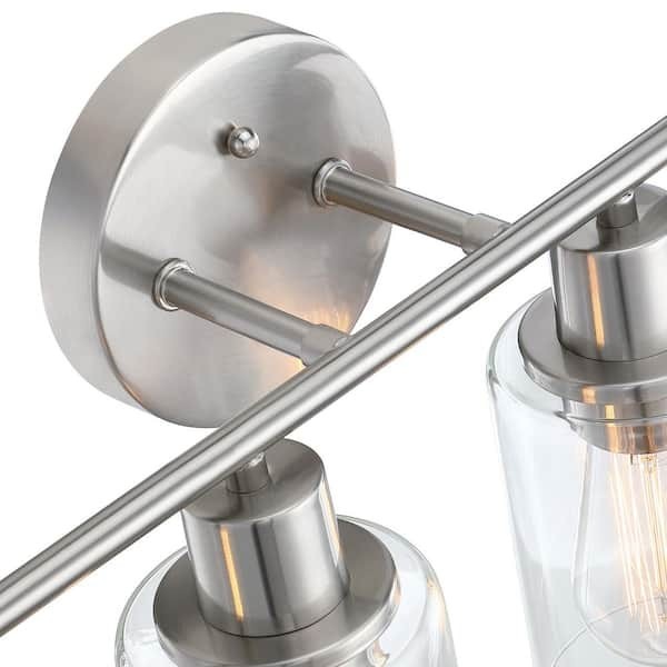 Pia Ricco 23.09 in. 4-Light Brushed Nickel Bathroom Vanity Light Fixture 41954BN