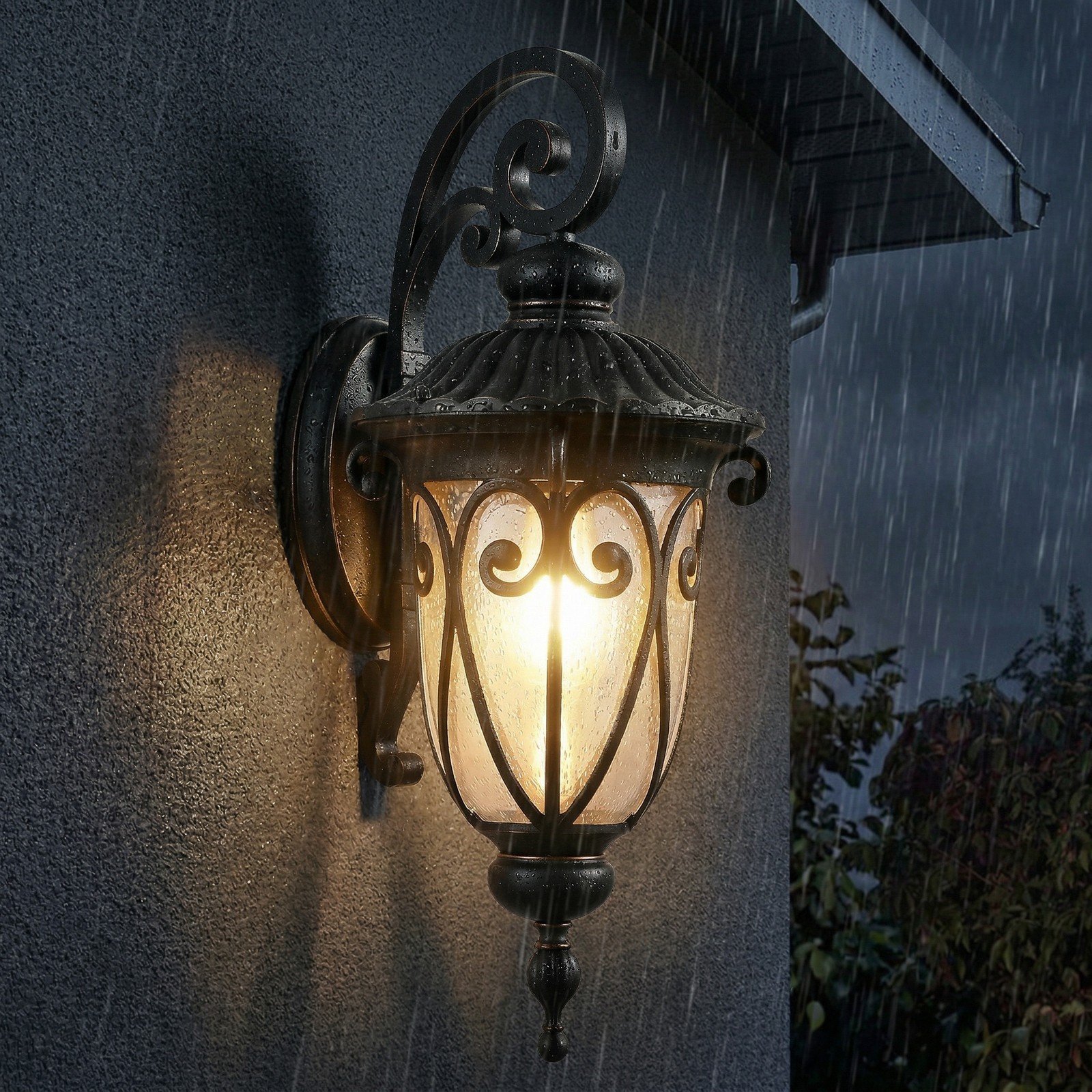 23″ Antique Bronze Outdoor Porch Wall Light Bubble Glass Vintage Sconce Fixture