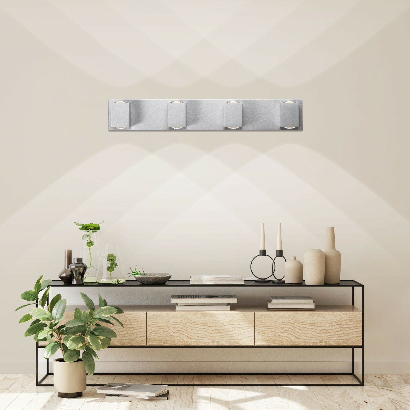 Tubicen 4 Light Vanity Light, 40W Dimmable Wall Sconce Lamp Lights Up Down, Grey